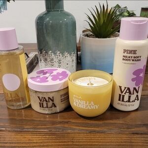Nwt Vanilla & Dreamy Bath Set - Pink and Yellow